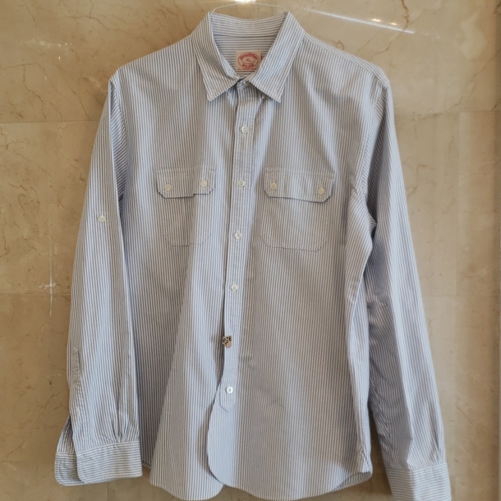 MEN'S BLUE & WHITE PINSTRIPE BROOKS BROTHERS SHIRT